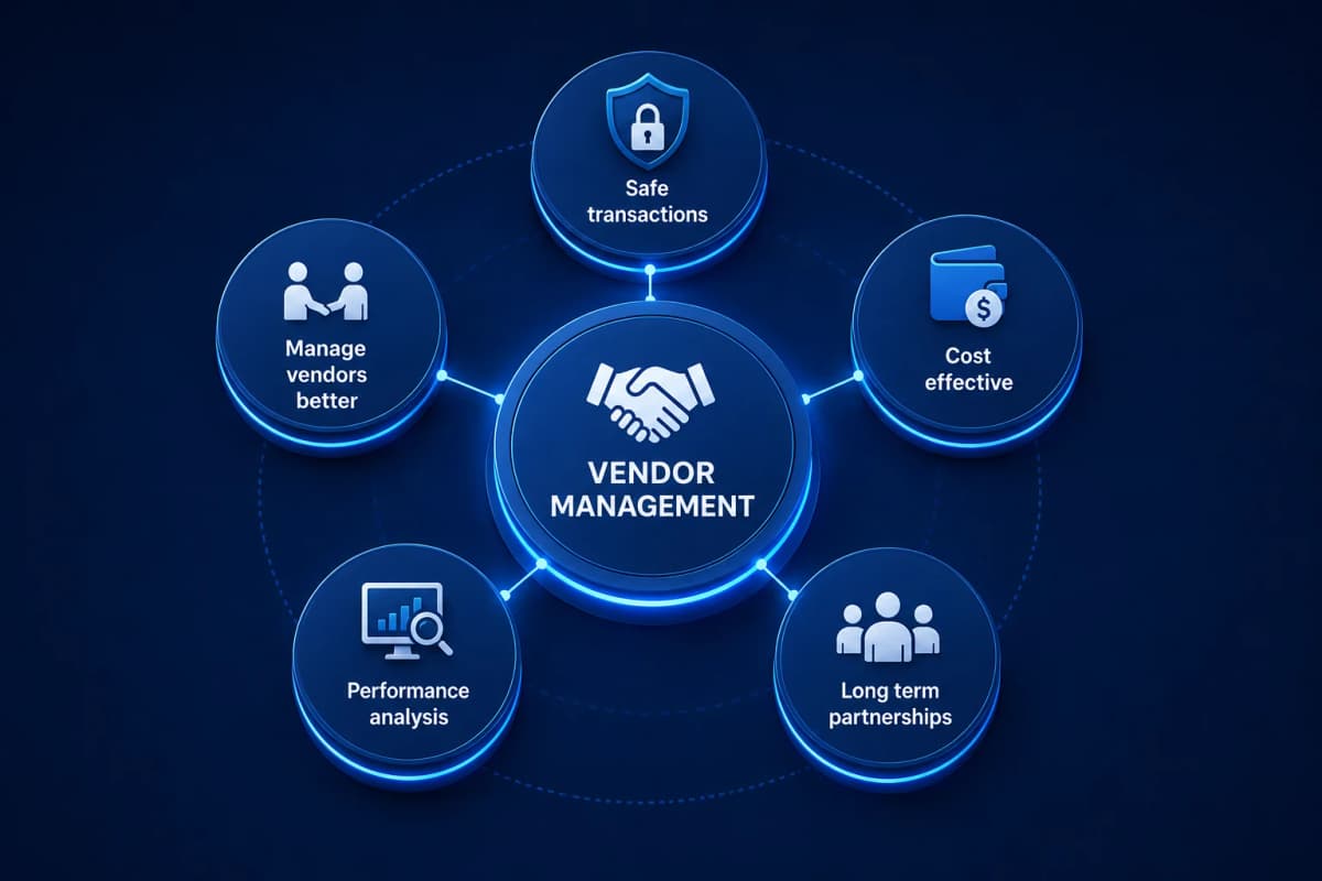 Vendor management benefits: safe transactions, cost effective, long term partnerships